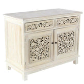 Jali Carved Solid wood Sideboard Whitewash